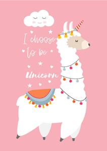 Illustration Cute Llama Alpaca with unicorn horn,, undefined undefined