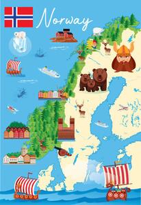 Illustration Cartoon Map of Norway, drmakkoy