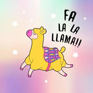 Illustration Cute fluffy llama alpaca card. Holographic, Vivali