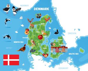 Illustration Denmark Travel Maps, drmakkoy