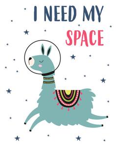 Illustration card of llama and space, vector illustration, MaksimYremenko