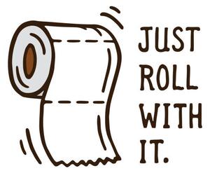 Illustration Just roll with it toilet paper doodle drawing, Joel Masson