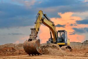 Illustration Excavator working on earthmoving at open, Maksim Safaniuk