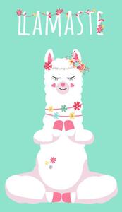 Illustration cute cartoon lama alpaca in youga, Anna Morozova