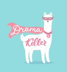 Illustration Drama killer cute llama design card, Mitoria