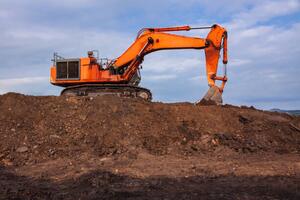 Illustration Backhoe are working digging on the ground, voranat