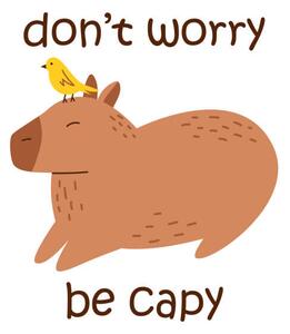 Illustration Vector funny capybara with text dont, Ulyana Moskalchuk