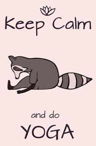 Illustration Hand drawn yoga raccoon with lettering, Daria Khivrenko