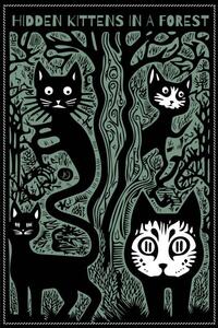 Illustration Hidden kittens in a forest, Chrisseee