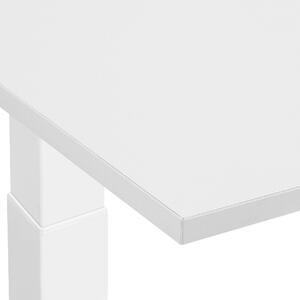 Elektriskt Justerbart Skrivbord Vit Grå Bordsskiva Pulverlackerad Stålram Sitta/Stå 130 x 72 cm Modern Beliani