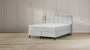 Emma Premium Kontinentalsäng 140x200 cm - Ljusgrå - Tuftad sänggavel - Svarta sängben i metall
