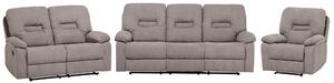 Vardagsrumsset 3-sits 2-sits Fåtölj Taupe Beige Fällbar Manuellt Justerbar Rygg och Fotstöd Beliani