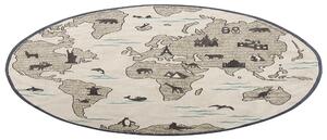 Barnmatta Taupe Kontinenttryck 120 cm Världskarta Sovrum Lekrum för Barn Beliani