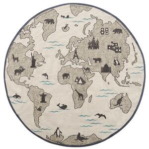 Barnmatta Taupe Kontinenttryck 120 cm Världskarta Sovrum Lekrum för Barn Beliani