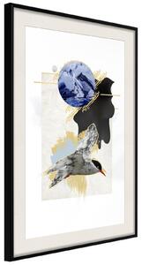 Inramad Poster / Tavla - Abstraction with a Tern - 20x30 Svart ram med passepartout
