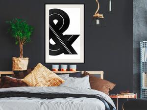 Inramad Poster / Tavla - Ampersand (Black and White) - 30x45 Svart ram