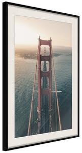 Inramad Poster / Tavla - Bridge in San Francisco I - 20x30 Guldram med passepartout