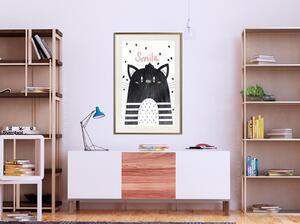 Inramad Poster / Tavla - Cheerful Kitten - 20x30 Svart ram
