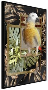 Inramad Poster / Tavla - Composition with Gold Parrot - 30x45 Svart ram