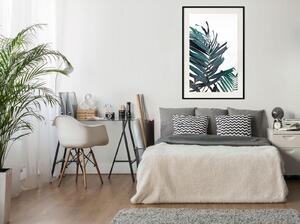 Inramad Poster / Tavla - Evergreen Palm Leaves - 20x30 Svart ram med passepartout