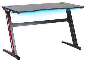 Modernt Gamingbord med RGB LED-belysning 120 x 60 cm MDF Hemmakontor Svart Beliani
