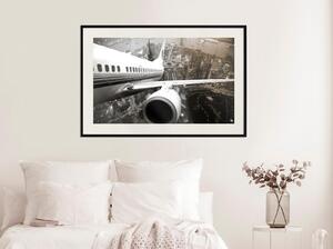 Inramad Poster / Tavla - Plane Wing - 60x40 Guldram med passepartout