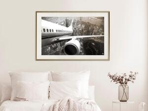 Inramad Poster / Tavla - Plane Wing - 60x40 Guldram med passepartout