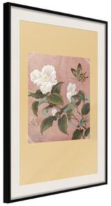 Inramad Poster / Tavla - Rhododendron and Butterfly - 30x45 Guldram