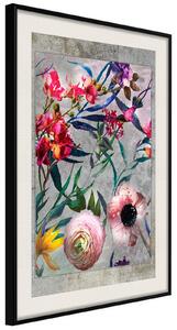 Inramad Poster / Tavla - Scattered Flowers - 20x30 Guldram med passepartout