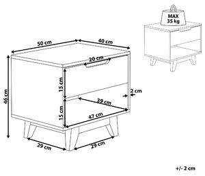 Soffbord Ljusträ med Svart MDF 46 x 50 cm 1 Låda Nattduksbord Sovrum Modern Design Skandinaviskt Beliani
