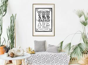 Inramad Poster / Tavla - You Are Awesome - 20x30 Guldram med passepartout