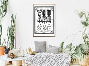 Inramad Poster / Tavla - You Are Awesome - 30x45 Guldram med passepartout