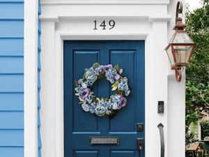 Dörr Krans Blå Konstgjord Blomsterkrans 50 cm Rund Bord Vägg Dekor Traditionell Rustik Stil Beliani