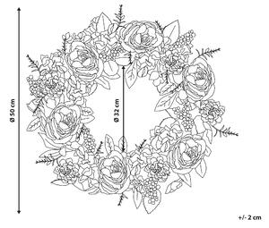 Dörr Krans Rosa och Röd Konstgjord Blomsterkrans 50 cm Rund Bord Vägg Dekor Traditionell Rustik Stil Beliani