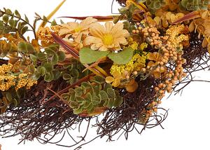 Dörr Krans Orange och Grön Konstgjord Blomsterkrans 50 cm Rund Bord Vägg Dekor Traditionell Rustik Stil Beliani