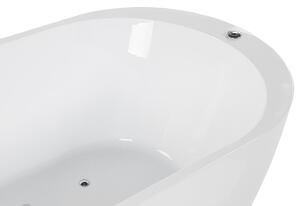 Fristående Bubbelbadkar Vit Akryl LED Belysning Oval Singel 170 x 80 cm Modern Design Beliani