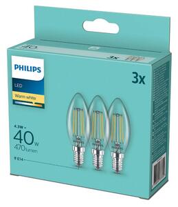 PAKET 3x LED-lampor Philips B35 E14/4.3W/230V 2,700K