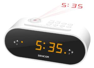 Sencor - Radio väckarklocka med LED display och projektor 5W/230V vit