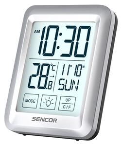 Sencor - Väderstation med LCD display Data väggkontakt väckarklocka 2xAAA