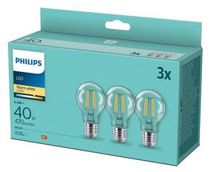KIT 3x LED Glödlampa VINTAGE Philips E27/4,3W/230V 2700K