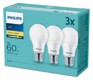 Set 3x LED-lampor Philips E27/9W/230V 2700K
