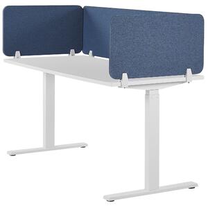 Skrivbordsskärm Avskärmning Blå PET-tyg 130 x 40 cm Modulära Fästklämmor Hemmakontor Beliani