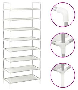 Skohylla med 8 hyllor metall och non-woven tyg silver