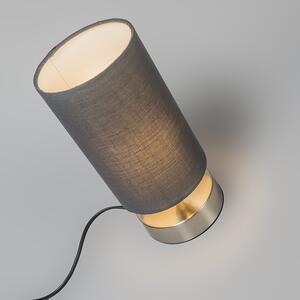 Modern bordlampa grå med stål - Milo 2