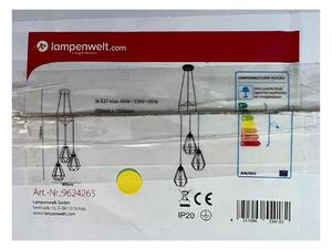 Lampenwelt - Ljuskrona med textilsladd ELDA 3xE27/60W/230V