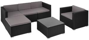 Tectake 404790 loungeset lignano med fåtölj - svart