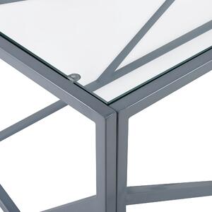 Soffbord Silver Metallram Glasskiva Geometrisk Glam Design Beliani
