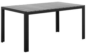 Trädgårdsbord Grå och Svart Aluminium Träplast för 6 Personer 150 x 90 cm Modern Beliani