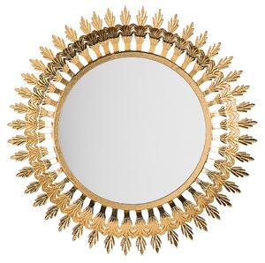 Väggmonterad Hängande Spegel Guld 60 cm Rund Solstråle Sol Form Beliani