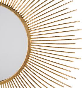 Väggmonterad Hängande Spegel Guld 80 cm Rund Solstråle Sol Form Beliani
